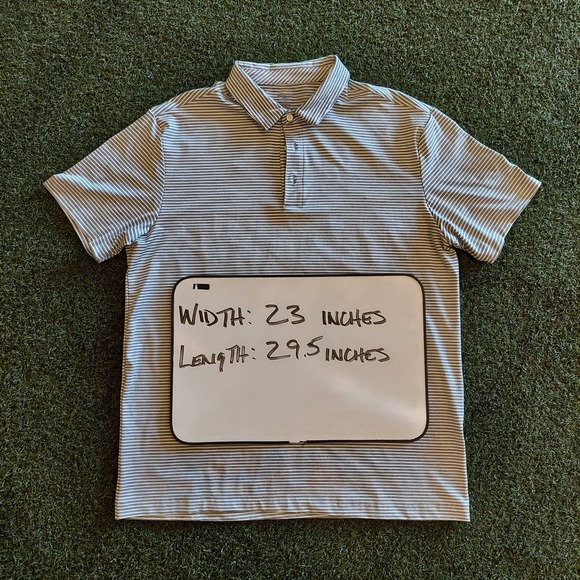 Polo Shirt Mens Large Members Mark Gary White Striped Short Sleeve - Picture 4 of 4